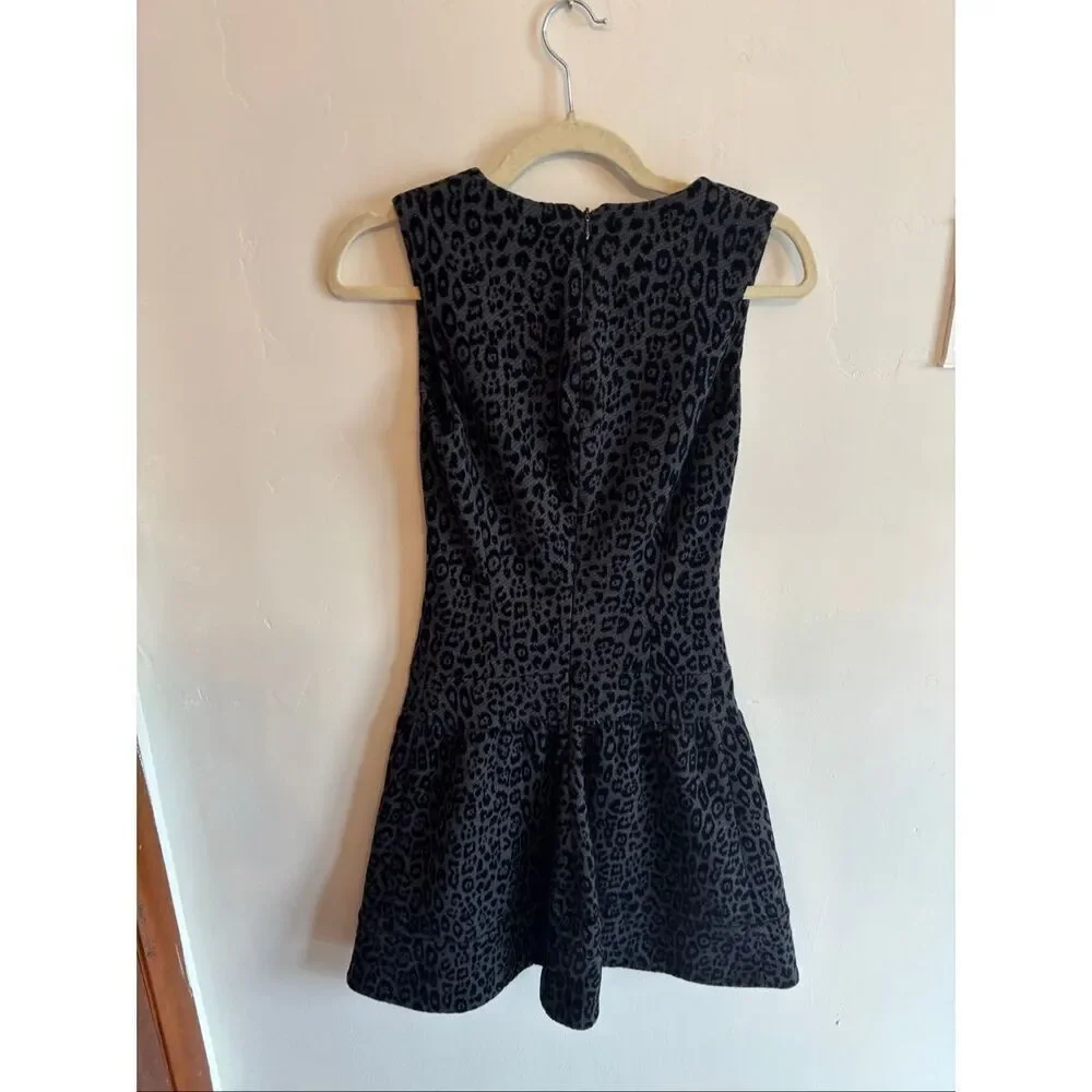 Thakoon Addition Leopard Print Drop Waist Dress Size 2 Charcoal Black Embossed
